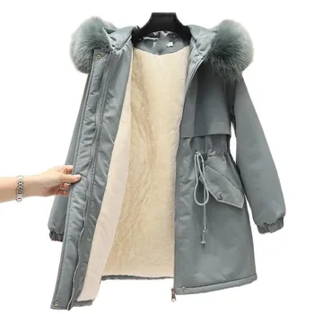 Дамски ветровка, новост, есенно-зимния свободно утепленное палто с качулка, топло кадифе дамско зимно яке C1473