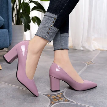 Дамски Летни обувки на висок ток 2023, дамски обувки с остри пръсти, Дамски Модни Обувки на дебелите ток, по-Големи размери 43, Женски Zapatos