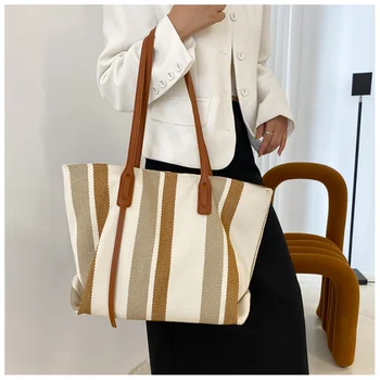 Дамски холщовая чанта за пазаруване с голям капацитет, тъканно чанта през рамо, еко-чанта-тоут, торби за многократна употреба за пазаруване, ежедневни чанти-тоут