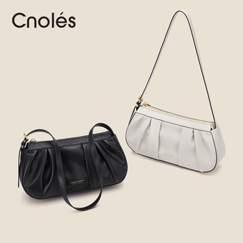 Дамски чанти през рамо Cnoles, кожена луксозна дизайнерска марка дамски чанти-месинджър
