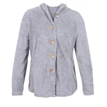 Дамско палто копчета голям размер, плюшени върховете, без жилетка с качулка, на горно облекло, зимно яке, сиво M