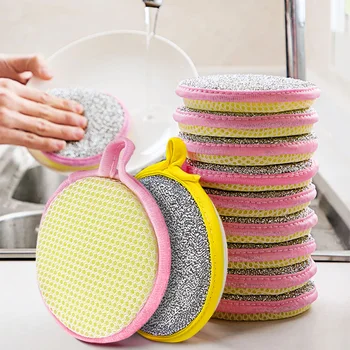 Двустранен меламиновая гъба за миене на съдове за многократна употреба миещи и почистващи Кухненски гъби за миене на съдове с четка за съдове