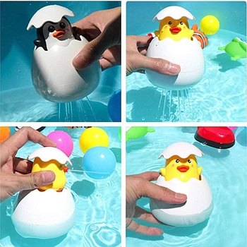 Детска играчка за къпане, бебешка яйце пингвин, разбрызгиватель вода, разбрызгивающая играчка за душа в банята, детски заводные играчки за плуване във водата