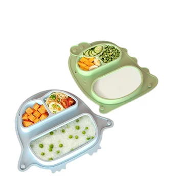 Детска посуда Детска сгъваема силиконовата с чиния и купа за допълнително захранване на преносими прибори за обучение на приемане на храна от падане