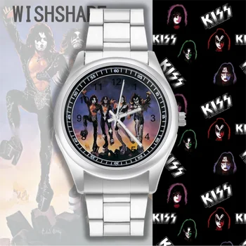 Дизайн на кварцови часовници Kiss Band с рок-музиката, оригиналните ръчни часовници, модерен ръчен часовник за двойки на открито от неръждаема стомана