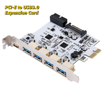 Допълнителна карта USB 3.0 PCI-E Type C Карта за разширение PCI Express PCI-E към контролера USB 3.0 5 порта + 1 USB порт 3.1 Адаптер за карта PCI-E