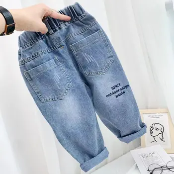 Дънки за момчета, пролетно-есенни нови ежедневни панталони за малки момчета, детски корейската версия, свободни ластични панталони от 2 до 6 години