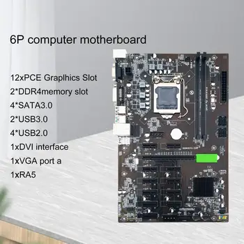 Дънна платка за майнинга DDR4 ПХБ B250 БТК LGA 1151 8P/6P SATA3.0 PCI-E Такса за Майнинга Intel Core 4 Miner B250BTC