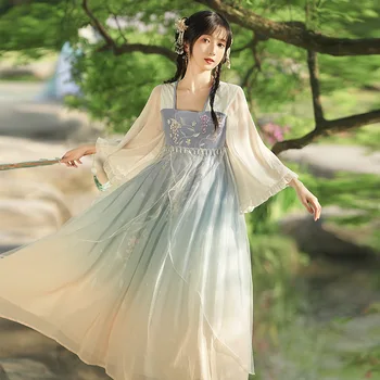Елегантна класическа рокля Hanfu, ретро бродерия, традиционната китайска облекло, костюм принцеса на феите за cosplay, скъпа облекло за народни танци