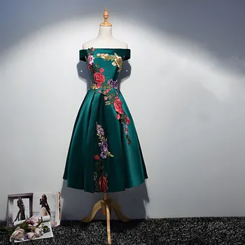 Елегантно късо вечерна рокля Хънтър Green за бала 2023 с открити рамене, дантелени рокли коктейл за рожден ден, Robe De Soiree