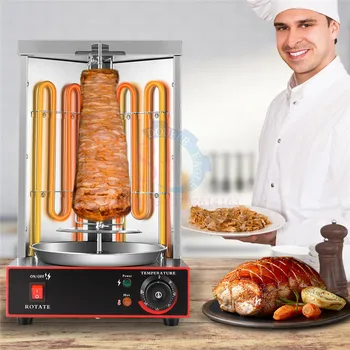 Електрическа вертикална бройлерная полуавтоматична гироскопическая въртящата донер от неръждаема стомана, машина за приготвяне на кебап, пиле shawarma, печене