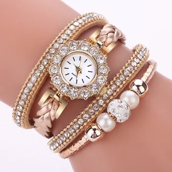 Жена сплетен кварцов часовник гривна на китката, модерен часовник, обвивка за дамите, реколта часовници, дамски часовници