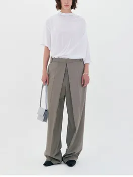Женска тениска с къс ръкав, лято 2023, нов лесен женски пуловер с цип отзад с неправилна форма, ежедневни дамски блузи