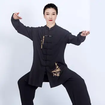 Женски и мъжки памук костюм тайдзи в китайски стил, форма за бойни изкуства-кунг фу, ушу, костюми за източна гимнастика, сутрешните упражнения