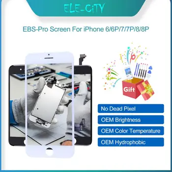 За iPhone 7 7 Plus 8 8 Plus EBS Pro, качествен LCD сензорен дисплей, дигитайзер, в събирането, резервни части, бяло и черно