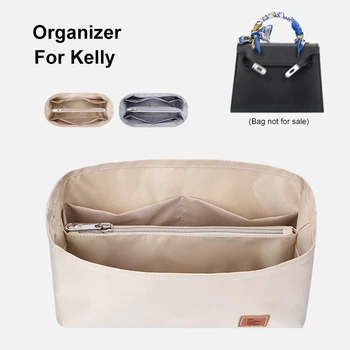 За Kelly H Класическа чанта премиум клас с найлон вложка, органайзер, косметичка, дамски вътрешна пътна чанта, преносими, козметични чанти