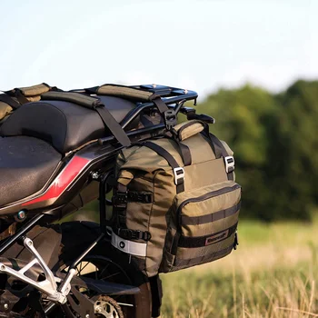 Задната странична чанта за мотоциклет Rhinowalk, 20Л, универсална странична чанта с подвижна водоустойчива вътрешна многофункционален задната чанта (армейски зелен)