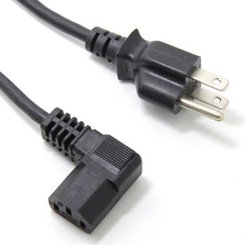 Захранващ кабел ac 125V/10A с 3 шипа (NEMA 5-15п), plug към конектора за захранване на КОМПЮТРИ под прав ъгъл 3 фута 90 градуса 18 AWG под прав ъгъл (NEMA 5-15п) към PC (IEC C13)