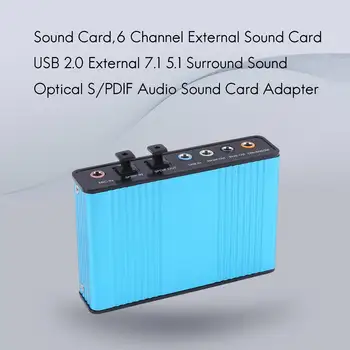 Звукова карта с 6-канална външна звукова карта USB 2.0 Външен съраунд звук 7.1 5.1 Оптичен адаптер звукова карта, S/PDIF
