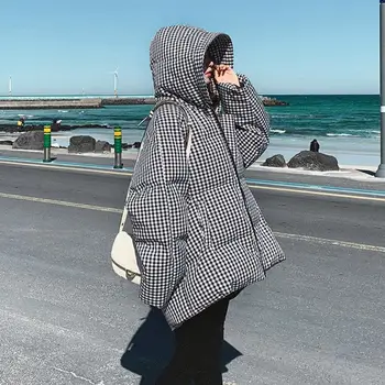 Зимни стил каре хляб ръкав прилеп палто памук женски свободни големи дебели топли пухкави якета от памук яке F325