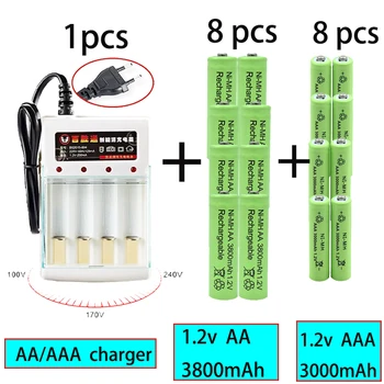 Издръжливи Батерии AAA, 1.2, aaa 3000 mah, 1,2 В aa3800 mah Ni-MH Батерия, микрофон и камера със зарядно устройство