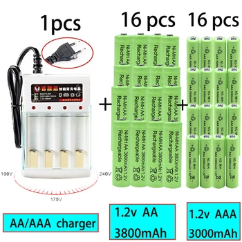 Издръжливи Батерии AAA, 1.2, aaa 3000 mah, 1,2 В aa3800 mah Ni-MH Батерия, микрофон и камера със зарядно устройство