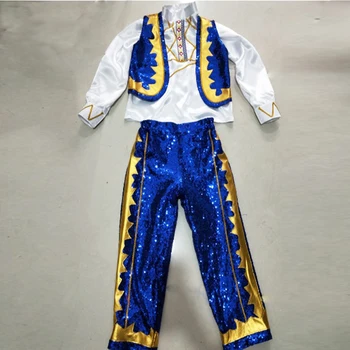 Индивидуален костюм за изяви казахов от етнически малцинства за възрастни и деца, дрехи за изказвания Hui Boy Uighur Avanti