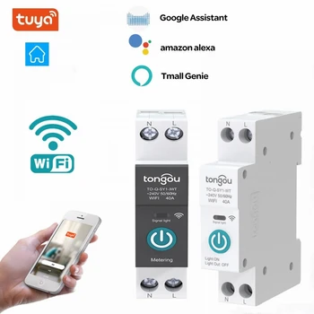 Интелигентен автоматичен прекъсвач SASHA WIFI с дозатор 1P 63A Rail DIN за smart home Безжично дистанционно управление за приложения