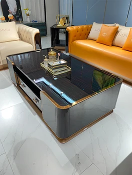 Италиански луксозен дълъг чай маса от масивно дърво, шкаф за телевизор, хол, елегантна вила, проста нови мебели, шкафове от неръждаема стомана