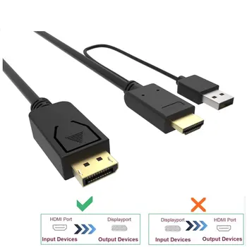 Кабел HDMI, DisplayPort DP към DisplayPort ДП с USB-конвертером за настолни компютри монитори лаптопи (2 м)