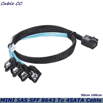 Кабелен Адаптер От 0,5 М, 1 М HD Mini SAS 12G СФФ-8643 за SATA, Вътрешен Контролера на дънната платка СФФ 8643 За Конвертиране на твърд диск на 4 SATA