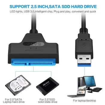 Кабели за компютърна техника USB3.0 към SATA Кабел-адаптер за свързване на твърд диск HDD и твърдотелно устройство за съхранение на 2,5 SSD с компютъра