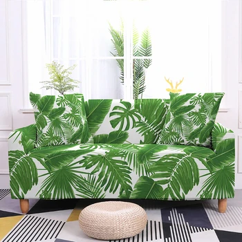 Калъф за диван с тропически листа, зелени растения, моющийся калъф за дивана, гъвкави калъфи за мека мебел, протектор за декор хол, банкет, парти
