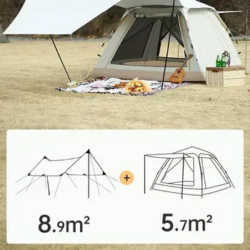 Кемпинговая палатка с бързото автоматично отваряне, автоматично настройване на съоръжения на открито, Солнцезащитная палатка за плаж, Куполна палатка за 4 човека, семейно подслон