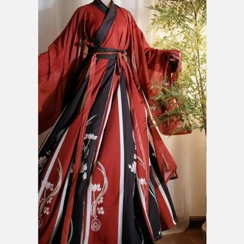 Китайските древни комплекти Hanfu, облекло за cosplay, женски мъжки костюм за ориенталски танци, традиционен костюм фехтовач на Хелоуин