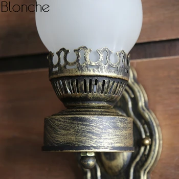 Китайският Стил на Реколтата, Стъклени Стенни Лампи Керосин Лампа Led Таван Индустриален Декор Стенни Аплици, Лампа за Дома В Закрито Спалня