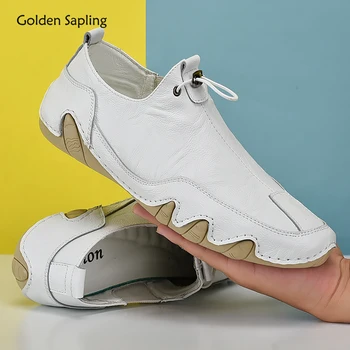 Класически мъжки лоферы Golden Sapling, модни ежедневни обувки, дишащи обувки за шофиране от естествена кожа, 2021, мъжки обувки за почивка в ретро стил