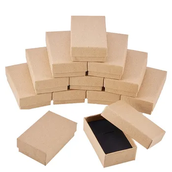 Ковчег за бижута 24 бр ретро Изработка с гъба вътре, картонени кутии за пръстен, колие кутия за бижута обеци опаковка дисплей 