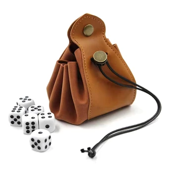 Кожена чанта DND Дизайн тава за чанти шнур за ролеви игри, RPG MTG Идеи за подаръци за настолни игри Портфейл за монети