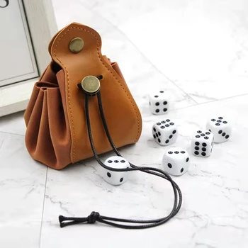 Кожена чанта DND Дизайн тава за чанти шнур за ролеви игри, RPG MTG Идеи за подаръци за настолни игри Портфейл за монети