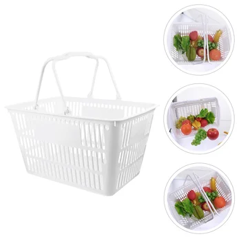 Количка за пазаруване в Супермаркет Пластмасови Кошници Преносими Практични Дръжки за Хранителни стоки