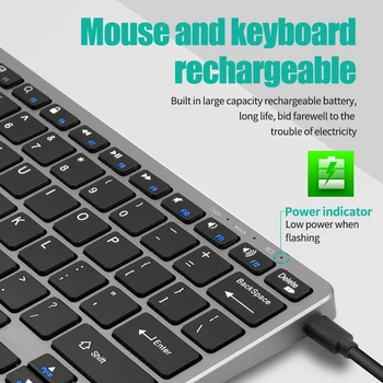 Комплект Акумулаторна безжична мишка и клавиатура Bluetooth Версия 5.0, Ультратонкая Безжична клавиатура USB 2,4 G с Маузом, Костюм за Настолен КОМПЮТЪР