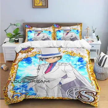 Комплект спално бельо King от 3 теми, луксозен комплект спално бельо с 3D принтом, японски cartoony детектив Конан, определени пододеяльников за деца и възрастни, комплект покрива възглавница