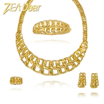 Комплекти за бижута ZEADear, Дубай, 18-каратная позлатен геометрия S-образни канапи, Франция, луксозни африкански сватбени бижута за жени, подаръци
