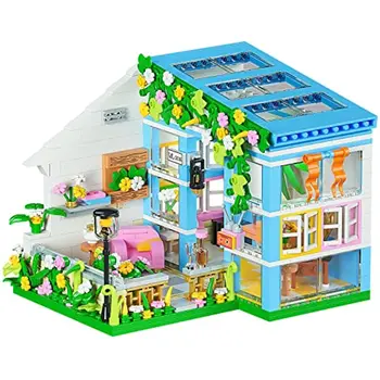 Комплекти строителни блокове за дома за приятелство с цветя и мини-кукли, които създават елегантна и приятна обстановка, подарък за възрастни момичета