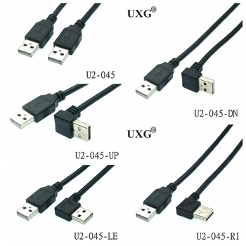Конектор Usb 2.0 a към конектора usb a на 90 градуса в ляво на дясно до низкоуглового удължител, адаптер за зареждане и кабел за данни 25 cm, 50 cm, 1 m 1,5