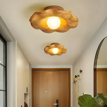 Креативен тавана лампа със скандинавски ретро стил, прости тела в японски стил, хол, спалня, ресторант, тавана лампа от смола