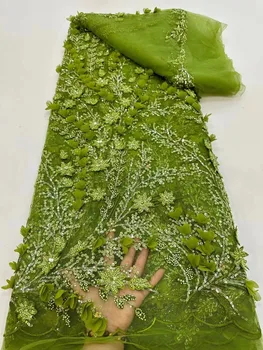лейси плат с 3d цветни мъниста, златна френска лейси плат, най-новите лейси плат с високо качество, 2023, текстилни дантела с цветя модел