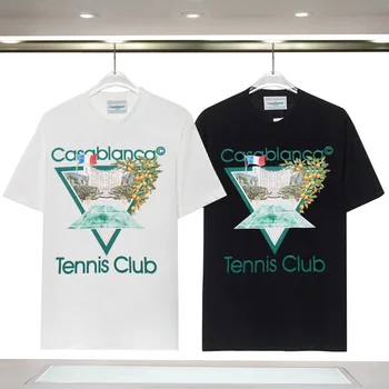 Летни тениски с къс ръкав с принтом Казабланка Club Stadium за мъже и жени, свободни модни тениски с къс ръкав