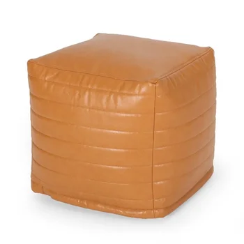 Луксозен хоп Cube от изкуствена кожа цвят карамел с канална шевове от Mirics - Съчетание на комфорт и стил!